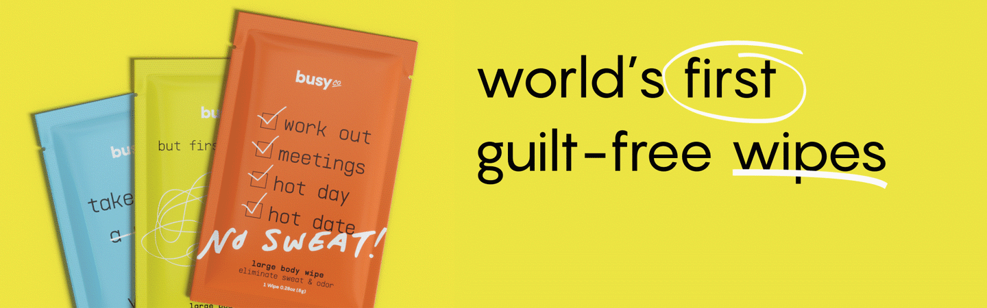 Family of Busy Co. Wipes on Purple Background